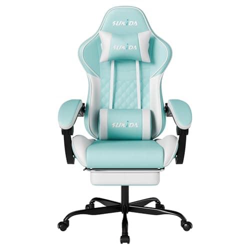 Ergonomic Video Gamer Chairs Gaming Computer Chair Gamer Chairs for Adults Massage Lumbar Support Swivel Height Adjustable Headrest Backrest
