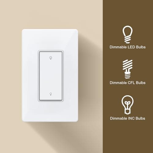 Matter Certified Smart Dimmer Switch with Advanced Remote Control, Voice Controlled by Siri, Alexa & Google Assistant, Single-Pole Switch with Seamless RF Technology, Neutral Wire Needed, Dimmable 8