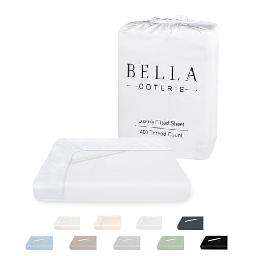 Bella Coterie Luxury Bamboo Viscose King Size Fitted Sheet | 100% Organically Grown | Ultra Soft | Cooling for Hot Sleepers | 18" Deep Pocket [White]
