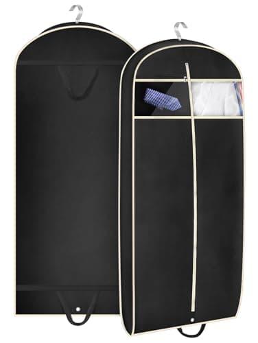 MISSLO 43" Gusseted Travel Garment Bag with Accessories Zipper Pocket Breathable Suit Garment Cover for Shirts Dresses Coats, Black