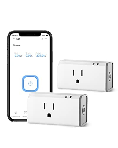 SONOFF S31 WiFi Smart Plug with Energy Monitoring, 15A Smart Outlet Socket ETL Certified, Work with Alexa & Google Home, IFTTT Supporting, 2.4 Ghz WiFi Only (2-Pack)