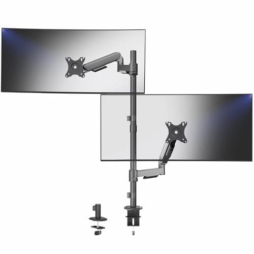 VIVO Dual Monitor Arm Extra Tall Mount for Screens up to 32 inches, Mechanical Height Adjustment, Full Articulating Heavy Duty VESA Stand with Desk C-clamp and Grommet, STAND-V012K