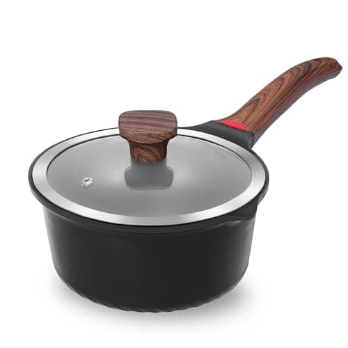Vinchef 2qt Nonstick Sauce Pan with Lid, Small Milk Pot Pan Germany 3C+ CERAMIC Reinforced Coating,Saucepan with Stay-Cool Handle, Compatible for All Stove Top