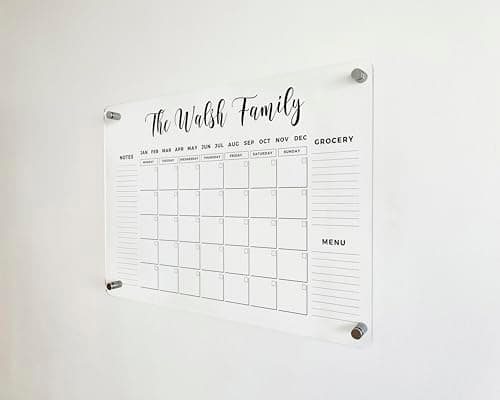 FAMILY NAME CALENDAR Personalized Acrylic Wall Calendar - Personalized Calendar 2026, Horizontal Wall Calendar, Monthly and Weekly Calendar, Housewarming Gift, Goals, To Do 9