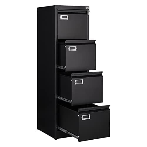 Anxxsu 4 Drawer File Cabinet, Filing Cabinets for Home Office, Metal Vertical File Storage Cabinet with Lock, Locking File Cabinet for A4 Legal/Letter, 15" W x 17.7" D x 50.1" H, Assembly Required