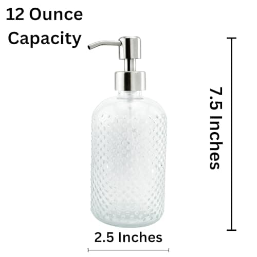 AuldHome Design Hobnail Glass Soap Dispenser (Clear, 3-Pack); Decorative Pump Bottles 6