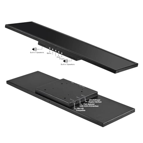 wisecoco 14.5 Inch Touchscreen Monitor 2K 2560x720 Bar IPS Display DIY Kits Secondary Screen HDMI Type-C Input Build-in Speakers PC Case CPU GPU RAM Temperature Speed Monitoring 7