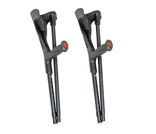 PEPE Mobility Folding Crutches for Adults (x2 Units), Open Cuff, Adjustable Height, Aluminium, Orthopaedic, Elbow Crutches Women and Men, Black