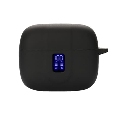 smaate Earbuds Case Compatible with TAGRY X08 Wireless Headphone, Silicon Protective Cover with keychain, with window for LED display, Black