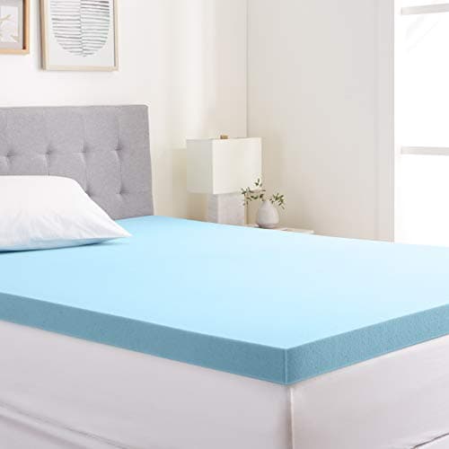 Amazon Basics King Cooling Gel-Infused Memory Foam Mattress Topper, CertiPUR-US Certified, 3 inches, Blue