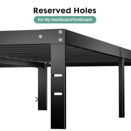 Sweetcrispy Queen Bed Frame - Heavy Duty Metal Platform Bed Frames Queen Size with Storage Space Under Frame, No Box Spring Needed, 14 Inches, Sturdy Steel Slat Support 5