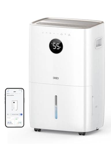 DREO 110-Pint Smart Dehumidifier for Basement, 4500 Ft² for Large Room, 2 Gallon Water Tank, Auto/Comfort/Constant Mode Dehumidifiers for Home, Bedroom, Bathroom, with Drain Hose, Starlight, 711S