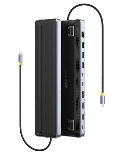 Baseus Laptop Docking Station Stand, 12 in 1 Triple 4K Display HDMI/DP, 10Gbps USB A/C Fast Data, PD 100W, Ethernet, TF/SD, USB C Docking Station with Stand for Windows/Dell/HP/Lenovo/Asus/Acer/Mac 9
