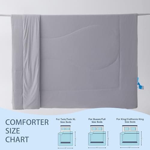 BAHALDEN Cooling Comforter for Hot Sleepers, All Season Breathable Lightweight Comforter, Double Sided Cooling Blanket Cozy and Cool for Optimal Sleep - Light Grey, King 104"x90" 5