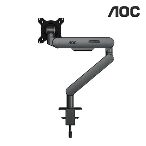 AOC AM400G Single Monitor Stand - Full Adjustable Monitor Desk Mount Swivel Vesa Bracket with C Clamp, Grommet Mounting Base for 17 to 34 Inch Computer Screens - Each Arm Holds 4.4 to 19.8lbs