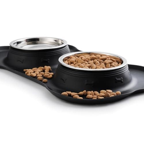Hubulk Pet Dog Bowls 2 Stainless Steel Dog Bowl with No Spill Non-Skid Silicone Mat + Pet Food Scoop Water and Food Feeder Bowls for Feeding Small Medium Large Dogs Cats Puppies (S, Black) 5
