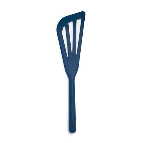 GreenPan Silicone Fish Turner Spatula, Slotted Cooking Kitchen Utensil, Flexible Rubber Nonstick Cookware, Rigid Steel Core, Heat-Resistant, Anti-Slip Handle, BPA-Free, Dishwasher Safe, Blue