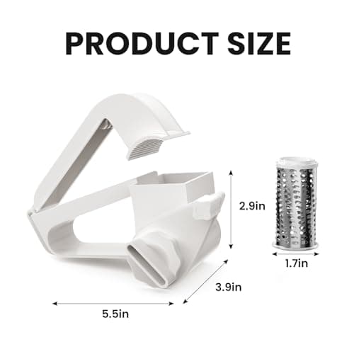 Cheese Grater with Handle, Rotary Cheese Grater,Vegetable, Chocolate, Hard Cheese & Nut Grater,White 8