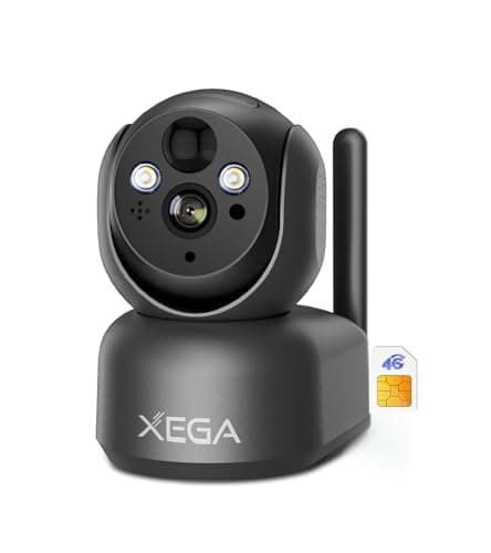 Xega 4G Cellular Security Camera Indoor Wireless, 2K PTZ No WiFi Camera for Home/RV/Travel/Pet/Baby with Phone App, Battery Powered Motion Detection Cloud/TF Built-in SIM Card(Subscription Required)