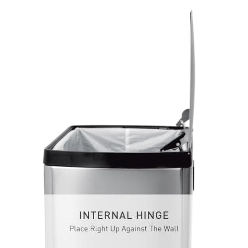 simplehuman 50 Liter / 13.0 Gallon Rectangular Kitchen Step Trash Can, Brushed Stainless Steel 5