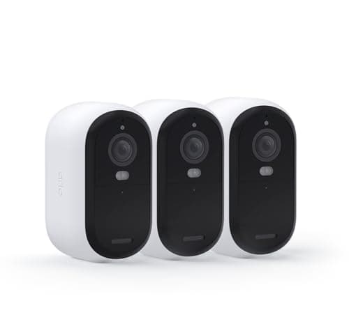 Arlo Essential Security Wireless 2K Camera with Spotlight, Indoor/Outdoor, 2nd Gen, 2-Way Audio, Color Night Vision, Motion Activation, Real Time Notifications, White, VMC3350, 3-Pack (Renewed)