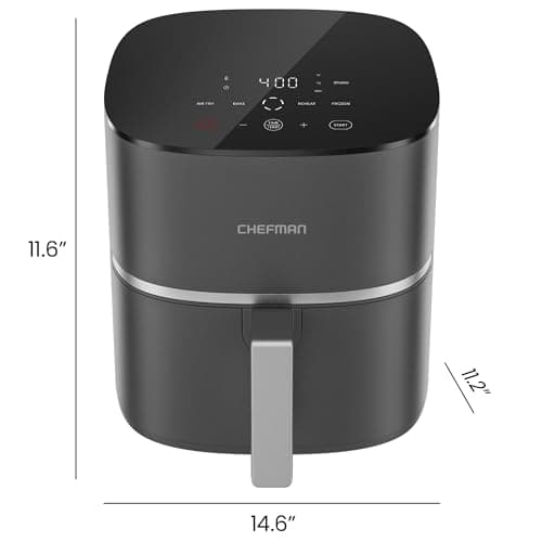 Chefman TurboX 4-in-1 Air Fryer, 5-Quart Airfryer for Extra Crispy Chicken, Fries, Wings, and More, Air Fry, Bake, Reheat, and Frozen Functions, Digital Touch Controls, Dishwasher Safe - Gray 7