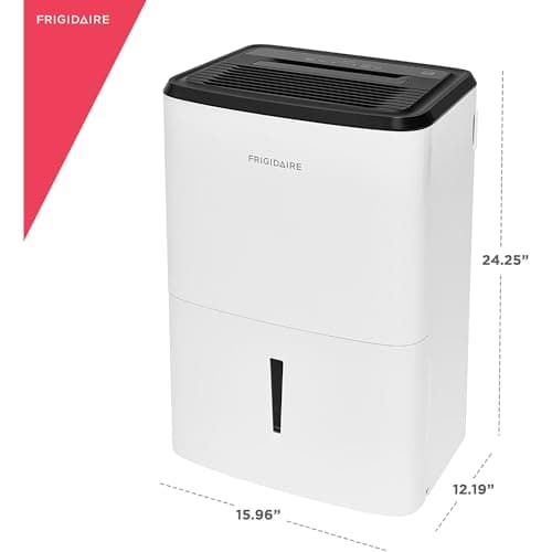 Frigidaire 50-Pint Portable Dehumidifier for Basement, Home, and Attic, 115V, Quiet Moisture Absorber for Humidity Control with Auto Shut-Off and Removable Water Bucket/Continuous Drain Option, White 7