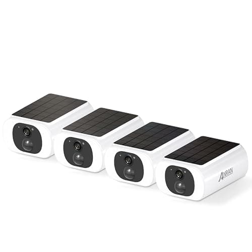 ANRAN 2K Cameras for Home Security Outside, Solar Security Cameras Wireless Outdoor, Battery Powered WiFi Surveillance with Human Detection, Color Night Vision, Spotlight, Works with Alexa (4 Pack)