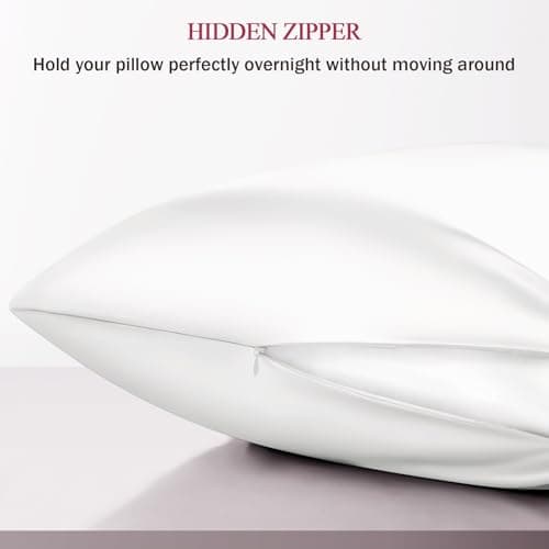 WLOSJ 100% Silk Pillow Cases Standard Size Mulberry Silk Pillowcase for Hair and Skin 22 Momme Highest Grade 6A Silk Cooling Soft Smooth with Zipper 20 x 26 Inches 1PC, White 5