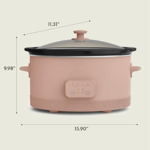 bella 6.0 Qt Programmable Slow Cooker, Ceramic Nonstick Coating, Adjustable Temperature & Cooking Times, Dishwasher Safe Stoneware Pot & Tempered Glass Lid, Tangle Free Cord Wrap, Blossom 8