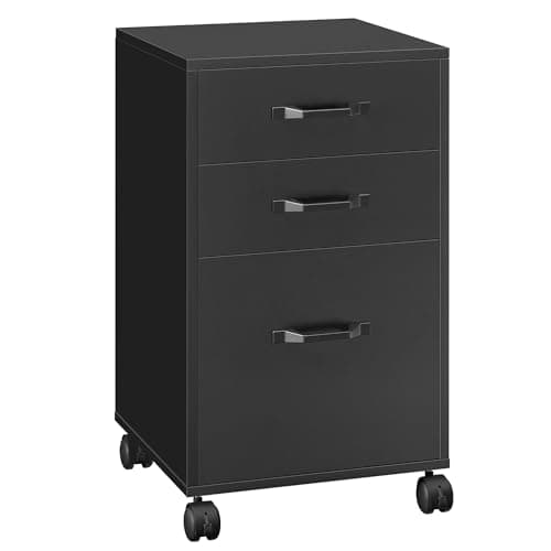 VASAGLE File Cabinet, 3 Drawers Filing Cabinet for Home Office, with Wheels, for A4, Letter Sized Documents, Hanging File Folders, Ink Black UOFC065B16 7