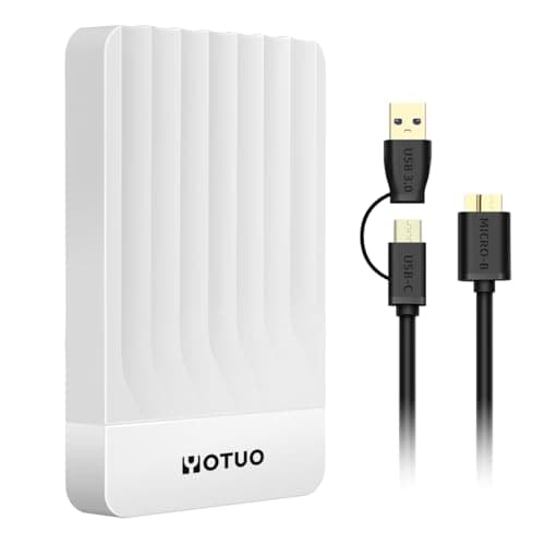 YOTUO Portable External Hard Drive Storage Expansion Mobile HDD USB 3.0 for PC, Mac, Desktop, Laptop, PS4, PS5, Xbox One X/S, Xbox 360, Xbox Series X/S, Office & Game (White, 500GB)