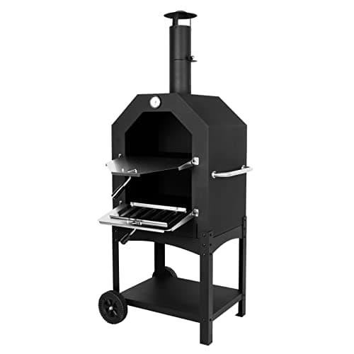 Outdoor Pizza Oven Wood Fired Pizza Oven Patio Portable Pizza Maker Cooking Grill with Wheels Waterproof Cover for Backyard Camping 7
