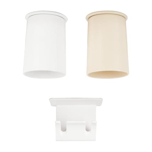 Magnetic Toothbrush Holder Wall Mounted with Magnetic Cups, Bathroom Cup Set for 2-3 People, Space Saving Bathroom Organizer for Small Bathroom Vanity and Countertop (2-Cup Set, White & Khaki)