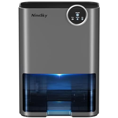 NineSky Dehumidifier for Home, 70 OZ Water Tank, 800 sq.ft Dehumidifier for Bedroom,Basement,Bathroom with Auto Shut Off, Sleep Mode,5 Colors LED Light (Yellow)