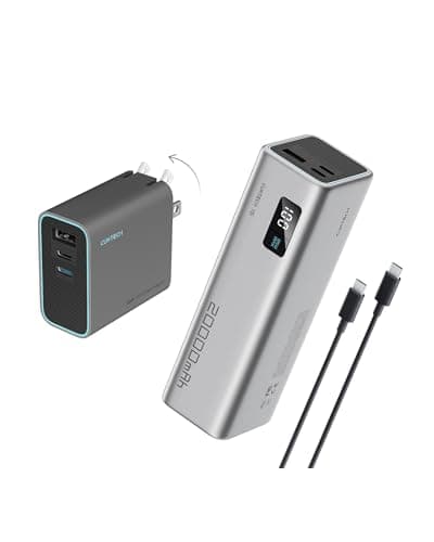 CUKTECH 65W USB C Charger+65W 20000mAh Power Bank Combo, 3-Port Compact and Foldable Fast Charger Block, Fast Charging Battery Pack for iPhone 16/15, Samsung Galaxy, Google Pixel, and More