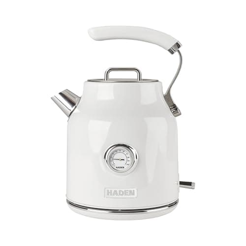 Haden Dorset 1.7 Liter Stainless Steel Electric Kettle, Hot Water Kettle with 360-Degree Base and Auto Shutoff, Ivory & Chrome