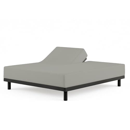 Cottingon 1 Piece Top Split King Fitted Sheet Only for Adjustable beds, Premium 100% Egyptian Cotton, 34 Inches Half Split Flex Head Bottom Sheet for Sleep Number Beds 16" Deep Mattress, Light Grey