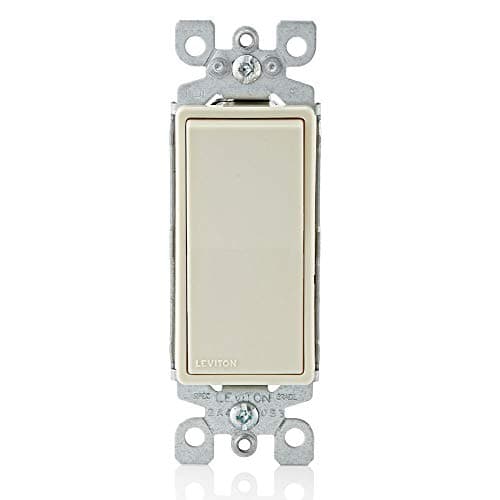 Leviton 15 Amp, 120/277 Volt, Decora Rocker Single-Pole AC Quiet Switch, Residential Grade, Grounding, 5601-2T, Light Almond