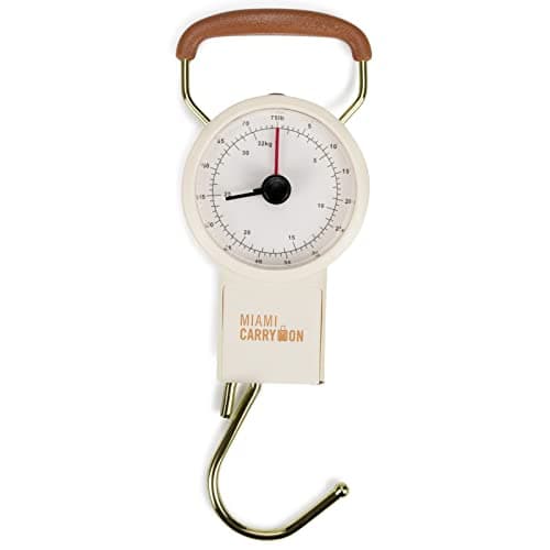 Mechanical Luggage Scale with Tape Measure, Up to 75 Pounds (Retro) - Lift Slowly