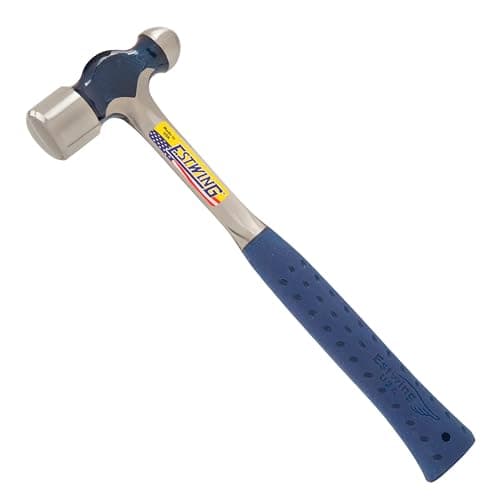 ESTWING Ball Peen Hammer - 8 oz Metalworking Tool with Forged Steel Construction & Shock Reduction Grip - E3-8BP, Blue