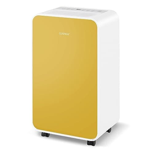 COSTWAY 2500 Sq. Ft Dehumidifier for Basement, 32 Pints Portable Quiet Dehumidifier for Bedroom Bathroom with Sleep Mode, 24H Timer, Auto Shut Off, Auto Defrost & Drain Hose (Yellow)