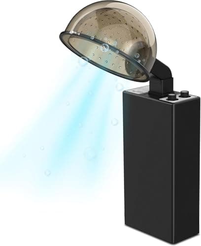 TASALON Professional Bonnet Hair Dryer, 1000W, Black Stainless Steel, Height and Angle Adjustable Stand, 70° Tilt, Extra Large Hood with Timer and Temperature Control for Salon Use