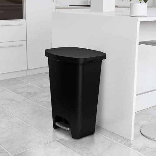 Glad 13 Gallon Trash Can | Plastic Kitchen Waste Bin with Odor Protection of Lid | Hands Free with Step On Foot Pedal and Garbage Bag Rings, Black 7