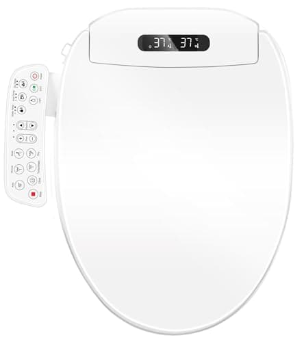 Electric Bidet Toilet Seat Elongated with Heated Seat, Warm Air Dryer, Endless Warm Water, Oscillating and Pulsating Spray Wash, Stainless Steel Self-Clean Nozzle (Bidet Toilet Seat Elongated 2)