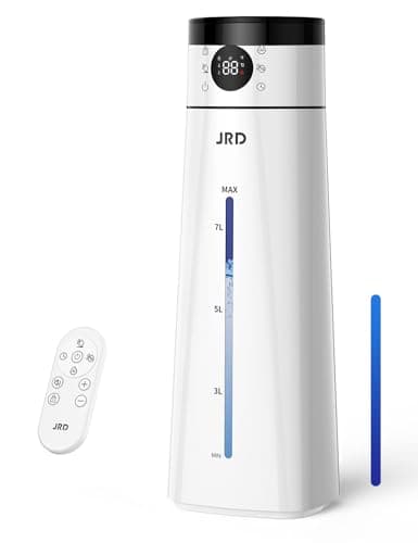 JRD Humidifier Large Room 8L/ 2.1Gal, Ultrasonic Cool Mist for Bedroom, Quiet Humidifier with Remote Control, 10 Mist Modes, 24H Timer, Night Light, AI Mode, 40H Run for Home Office（Black）