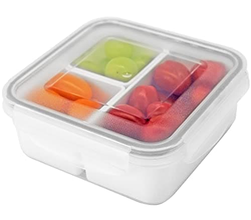 carrotez 3 Compartment Snack Container, Small Divided Food and Snack Container with Lids for Adults, Microwave Safe, BPA Free, Reusable, 2.4 Cup (570ml) 5