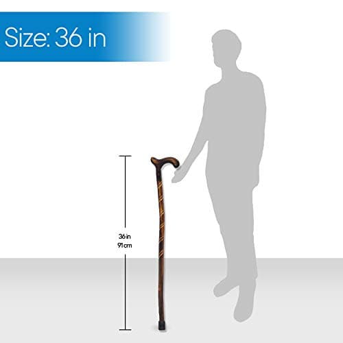 RMS Wood Cane - 36 Inches Natural Wood Walking Stick - Handcrafted Wooden Offset Cane for Men or Women (Spiral) 6