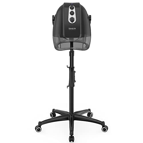 TASALON Ionic Hooded Hair Dryer, Gray - Professional Bonnet Hair Dryer for Home and Salon with 3 Temperature Settings, Portable, Lightweight, Adjustable Height and Wheels, 1000W, 120V AC, 60 Min Timer