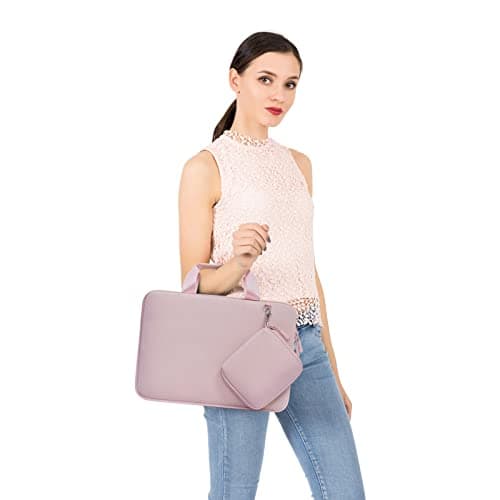 MOSISO Laptop Case 13.3 inch, 13-13.3 inch Laptop Sleeve Bag Compatible with MacBook Air/Pro 13 / Pro 14, HP Dell ASUS, Neoprene Carrying Computer Bag with Handle&Detachable Small Case, Pink 6